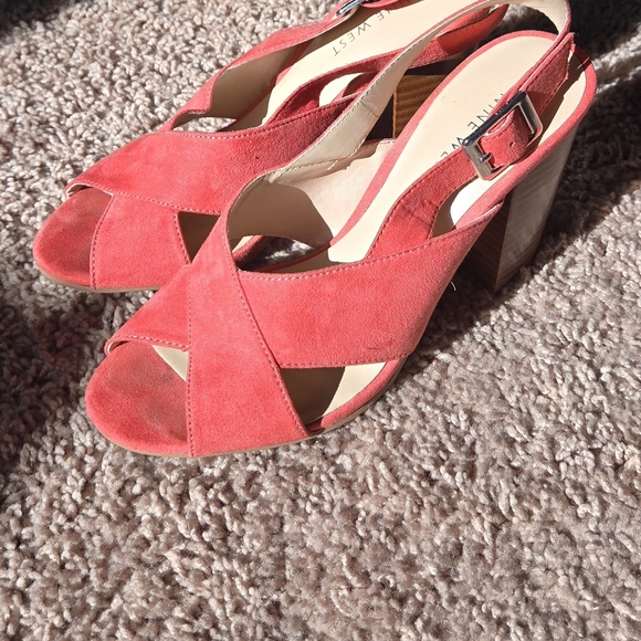 Nine West Coral Suede Heeled Sandals - Picture 1 of 4